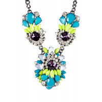 ‘St. Tropez’ Neon Color Marquise Cluster Statement Necklace